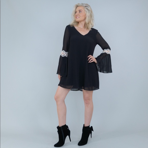 Black Long Sleeve Flirty Party Dress - Picture 5 of 15